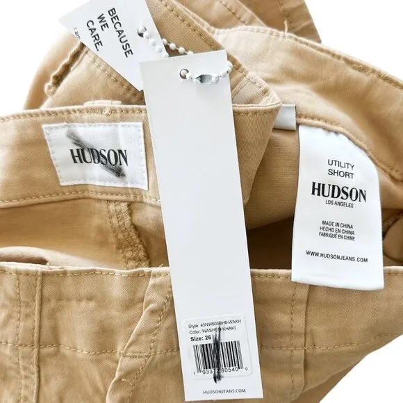 Hudson Jeans Utility Shorts Washed Khaki Tan Stretch NWT NEW 26 and 27