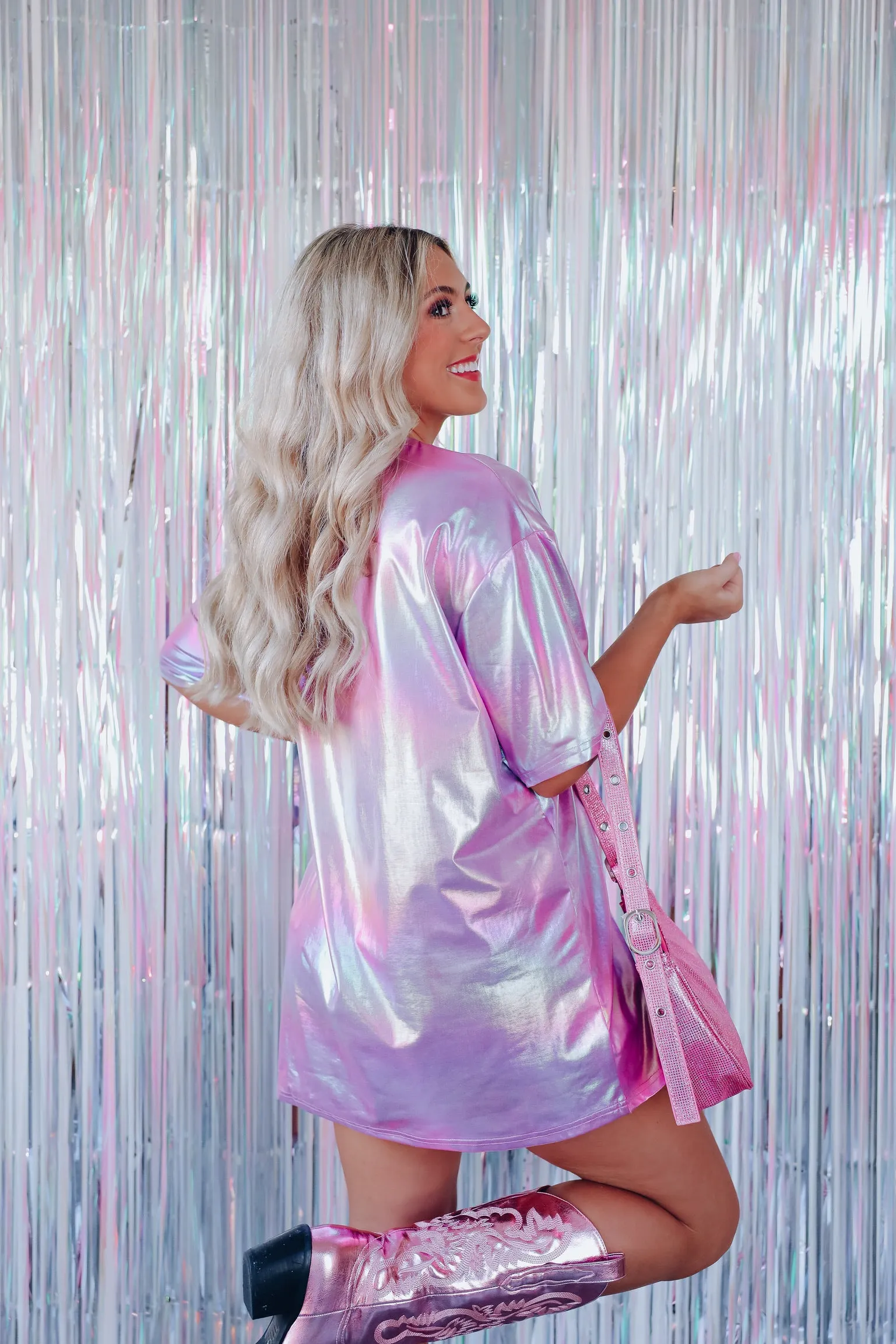 Iridescent "Stay Wild" Oversized Graphic Tee - Lavender