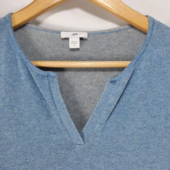 J. Jill Women's Blue Pullover Sweater Split Neck Knitted Size Medium (C-4)