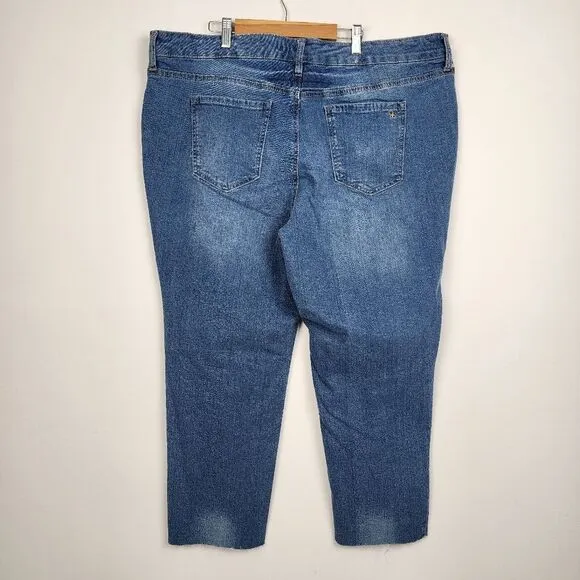 Jessica Simpson Cropped Jeans Blue Denim Slim Straight High Rise Plus Size 20W