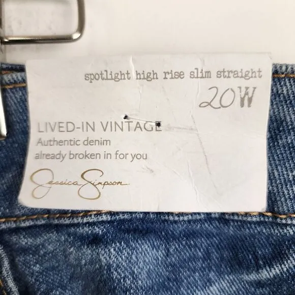 Jessica Simpson Cropped Jeans Blue Denim Slim Straight High Rise Plus Size 20W
