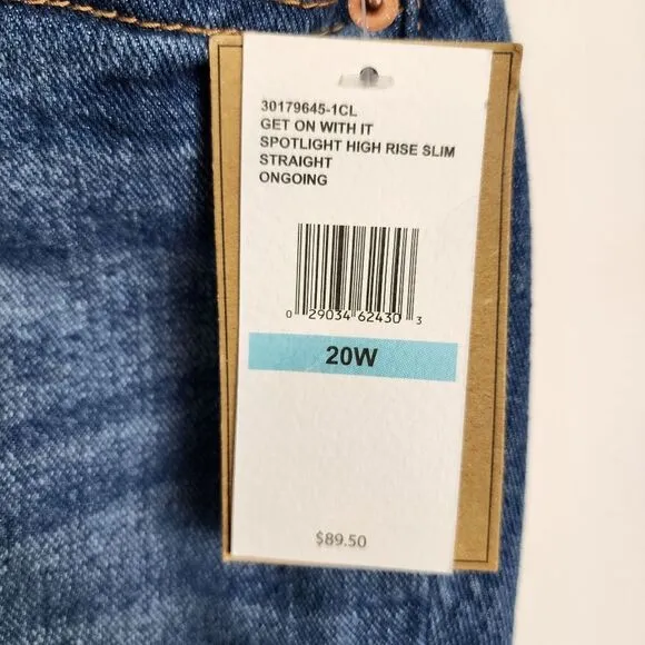 Jessica Simpson Cropped Jeans Blue Denim Slim Straight High Rise Plus Size 20W