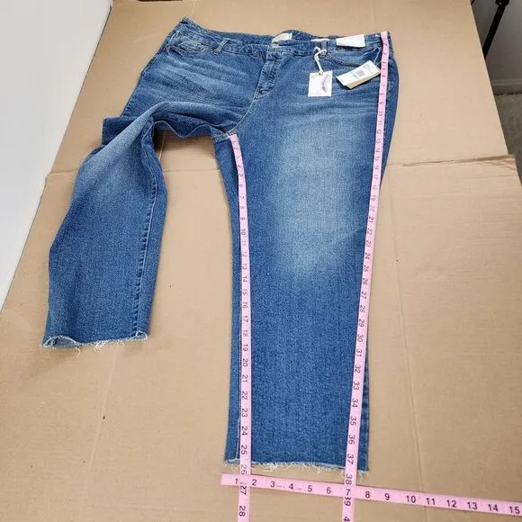 Jessica Simpson Cropped Jeans Blue Denim Slim Straight High Rise Plus Size 20W