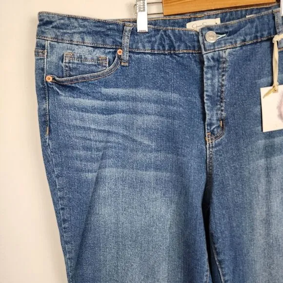 Jessica Simpson Cropped Jeans Blue Denim Slim Straight High Rise Plus Size 20W