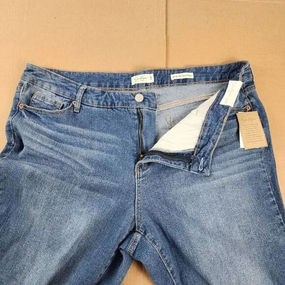 Jessica Simpson Cropped Jeans Blue Denim Slim Straight High Rise Plus Size 20W