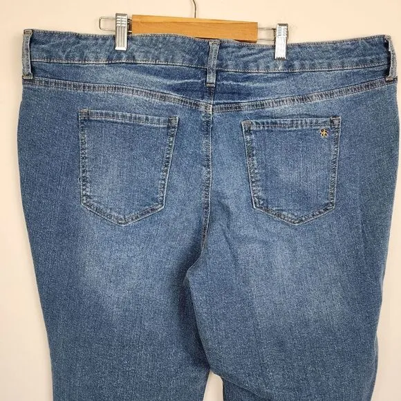 Jessica Simpson Cropped Jeans Blue Denim Slim Straight High Rise Plus Size 20W