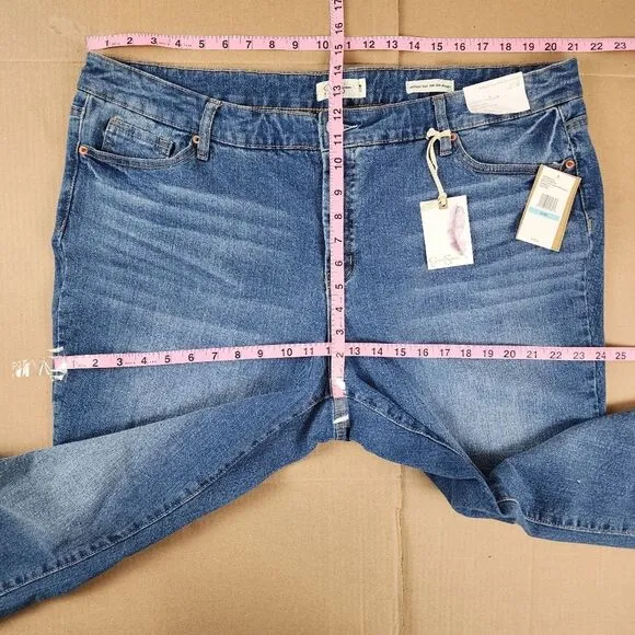 Jessica Simpson Cropped Jeans Blue Denim Slim Straight High Rise Plus Size 20W