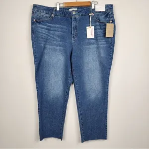 Jessica Simpson Cropped Jeans Blue Denim Slim Straight High Rise Plus Size 20W
