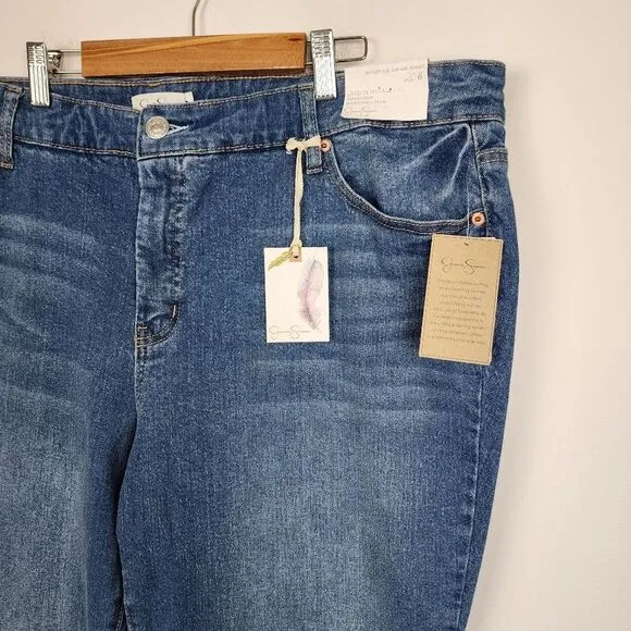 Jessica Simpson Cropped Jeans Blue Denim Slim Straight High Rise Plus Size 20W