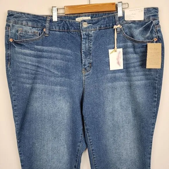 Jessica Simpson Cropped Jeans Blue Denim Slim Straight High Rise Plus Size 20W