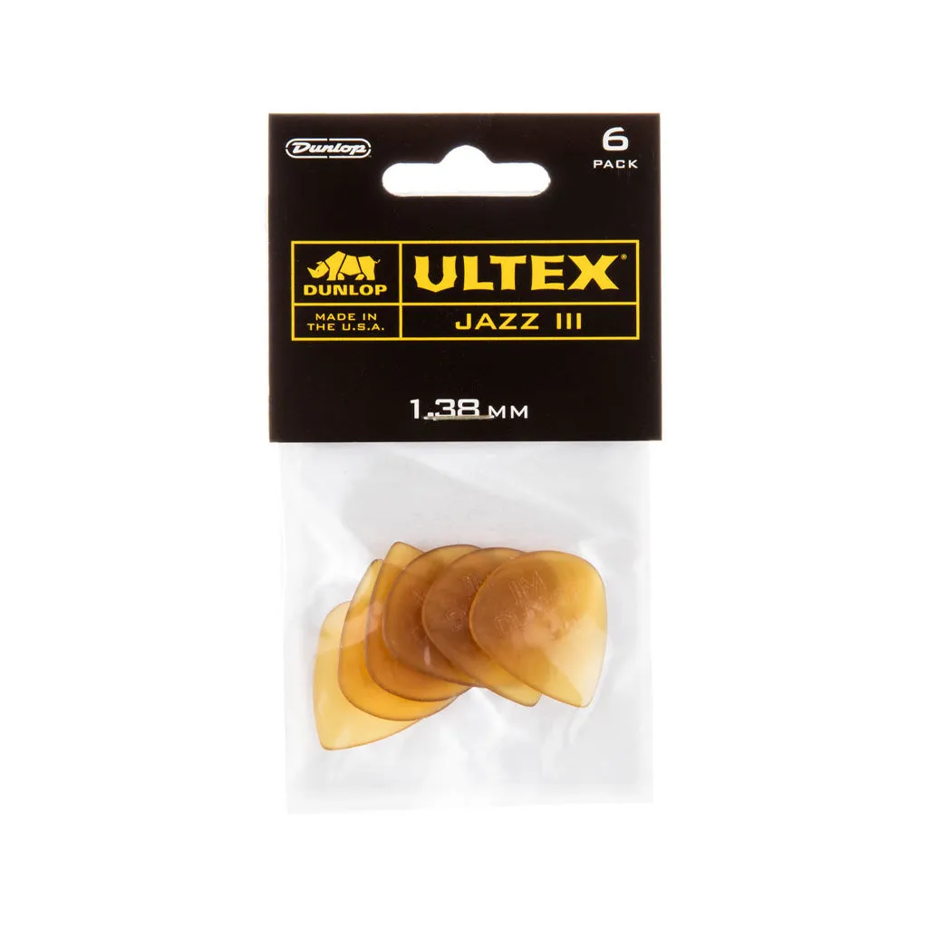 Jim Dunlop 427R1.38 Ultex Jazz III Guitar Pick, Bag of 24