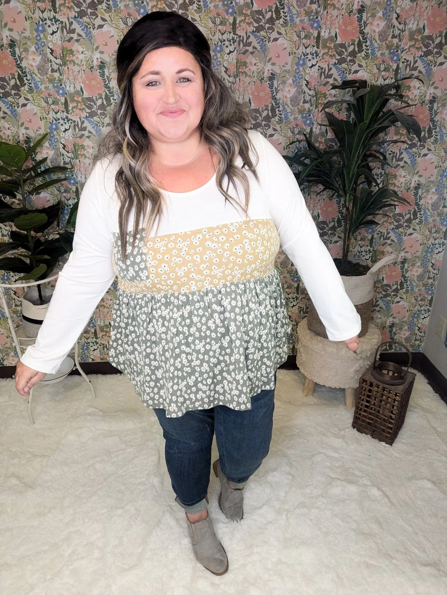 Josephine Floral Blocked Shaping Top
