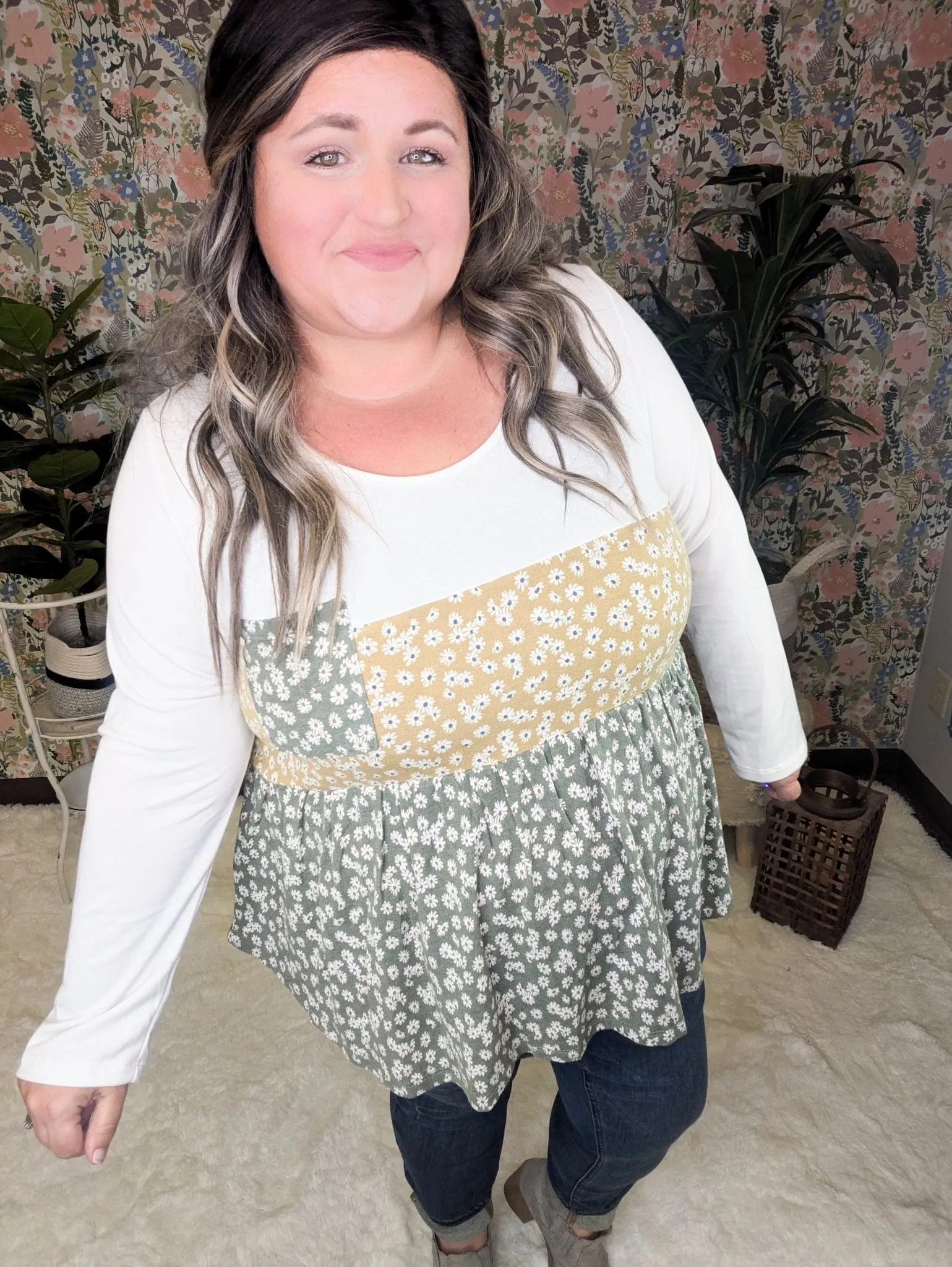 Josephine Floral Blocked Shaping Top