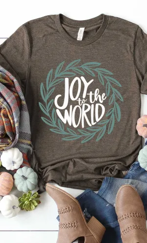 Joy to the World Tee in Heather Brown