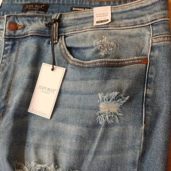 Judy Blue Boyfriend Jeans Woman Plus 20W High Rise Destroyed Stretch Denim New