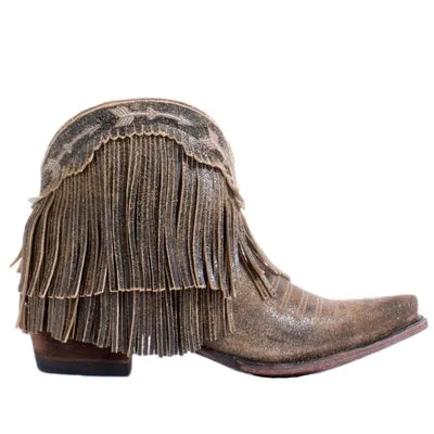 Junk Gypsy Lane Ladies Spitfire Distressed Tan Fringe Bootie JG0007H