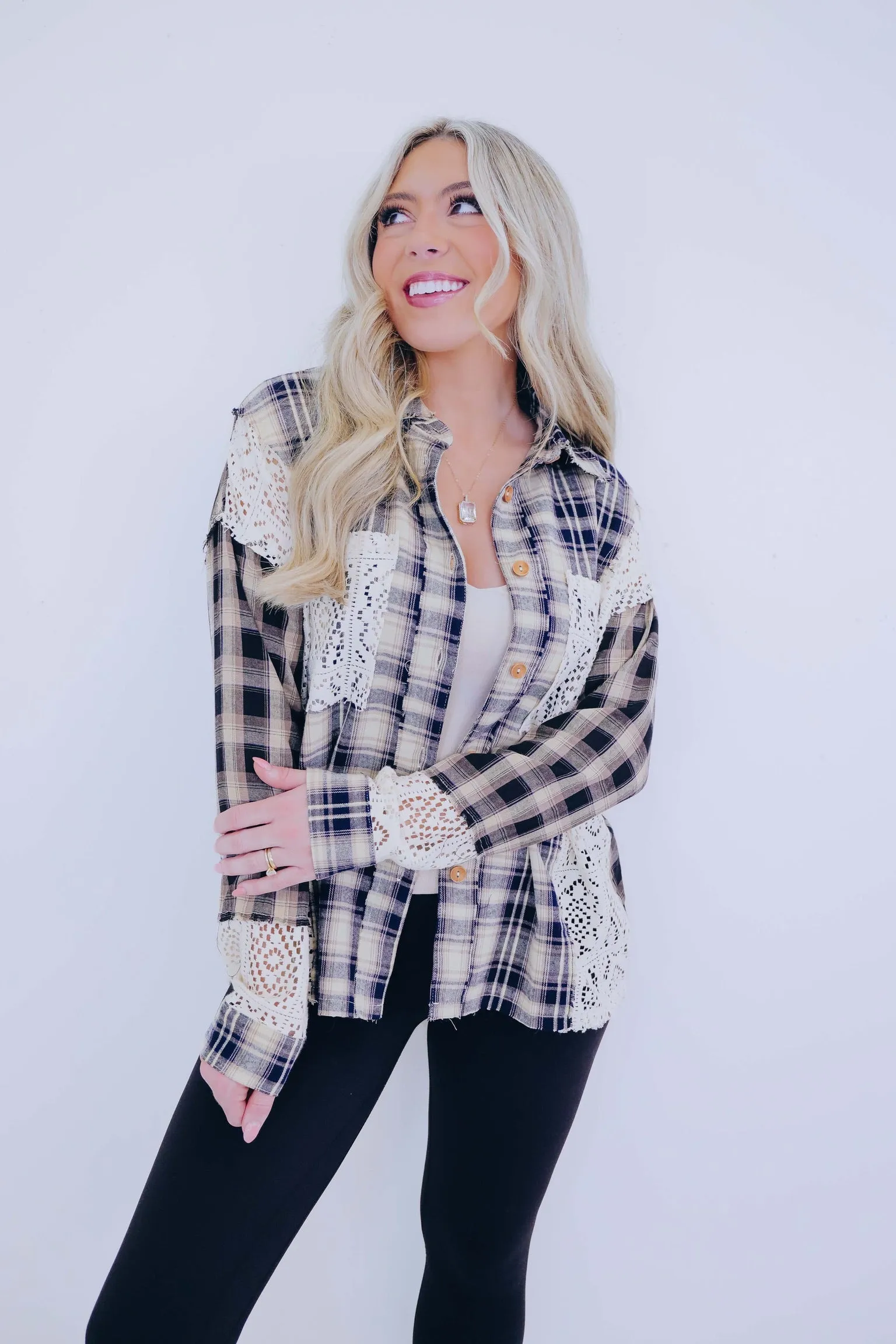 Landon Lace Flannel Button Up Shirt - 2 Colors