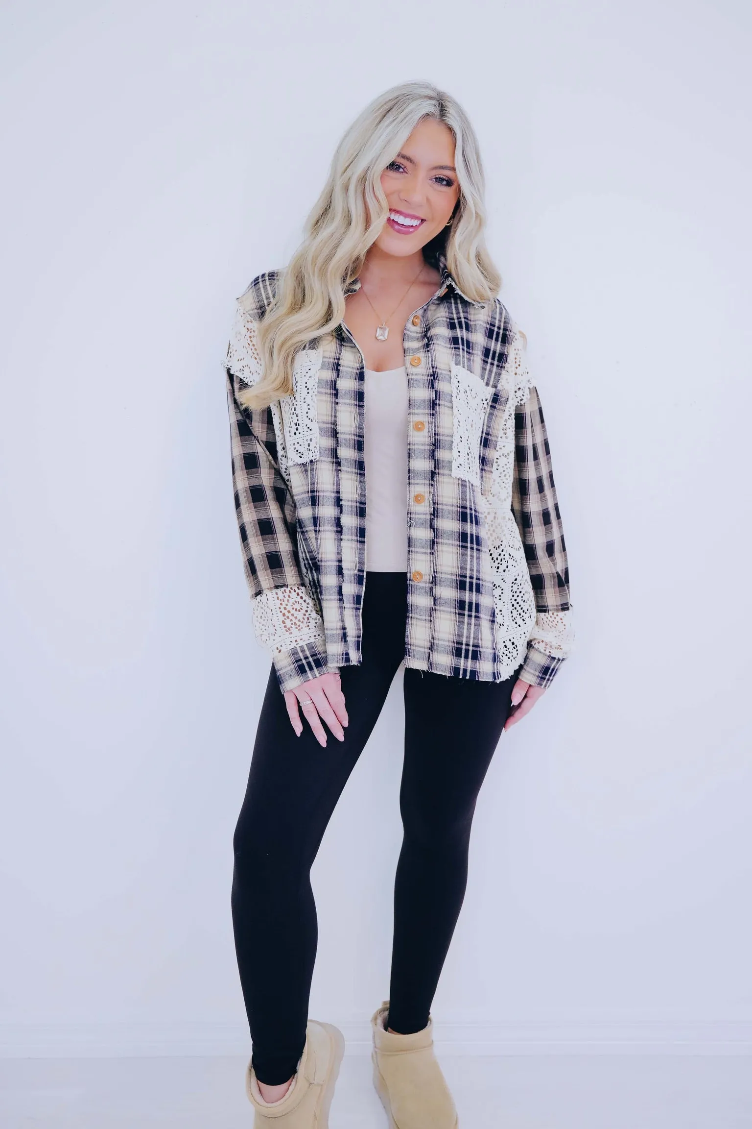 Landon Lace Flannel Button Up Shirt - 2 Colors