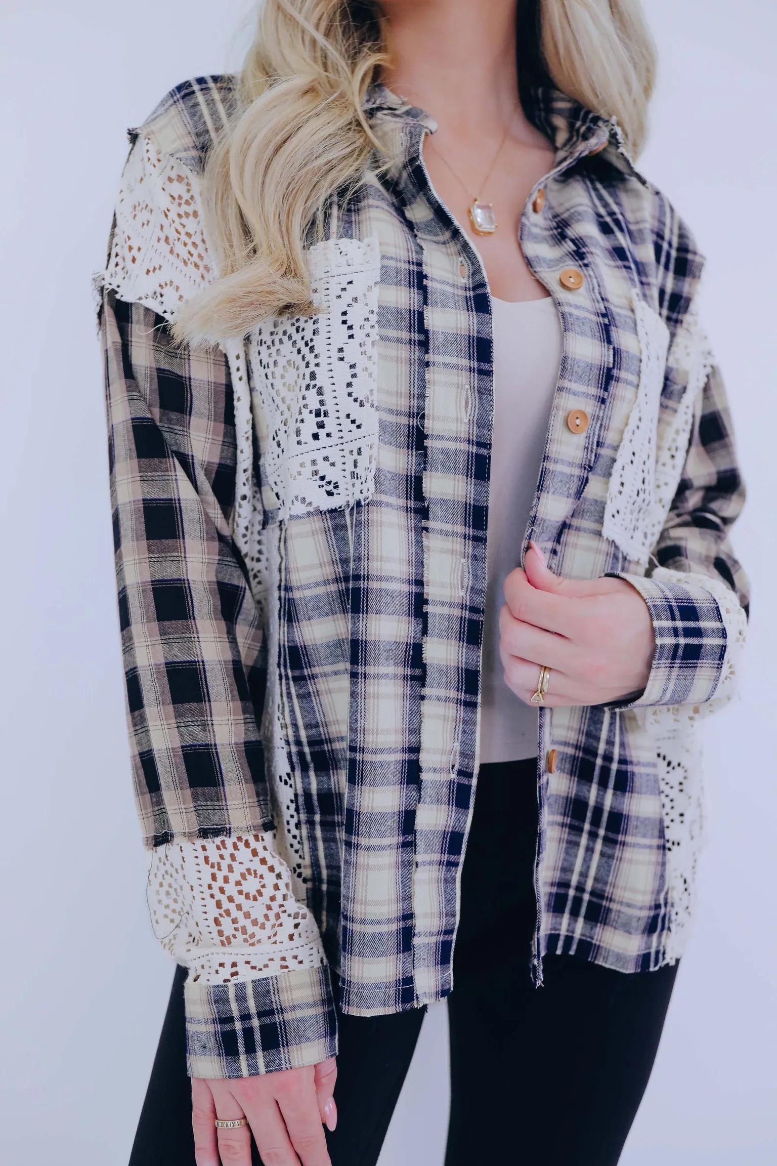 Landon Lace Flannel Button Up Shirt - 2 Colors