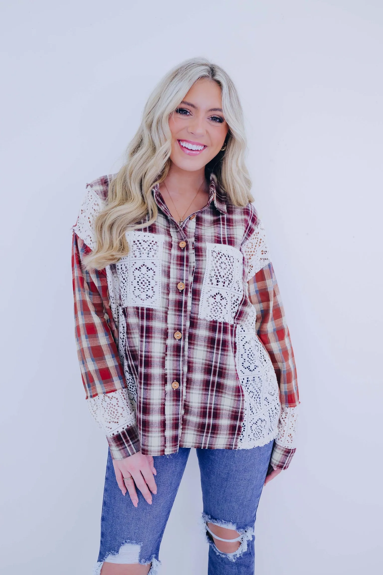 Landon Lace Flannel Button Up Shirt - 2 Colors