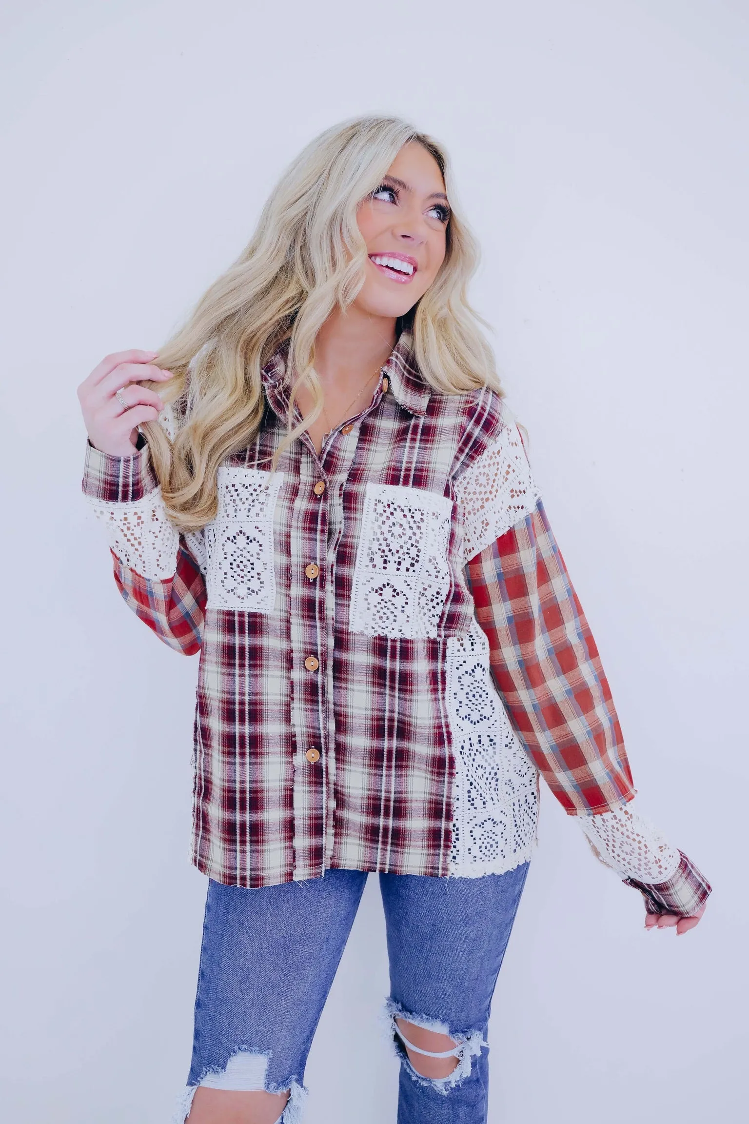 Landon Lace Flannel Button Up Shirt - 2 Colors