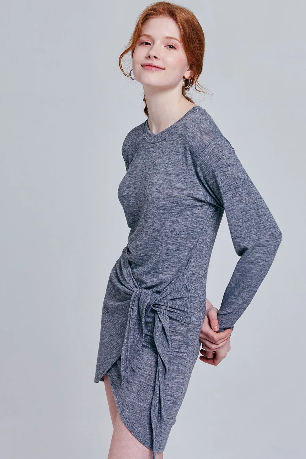 Lani Tie Front Gray Dress