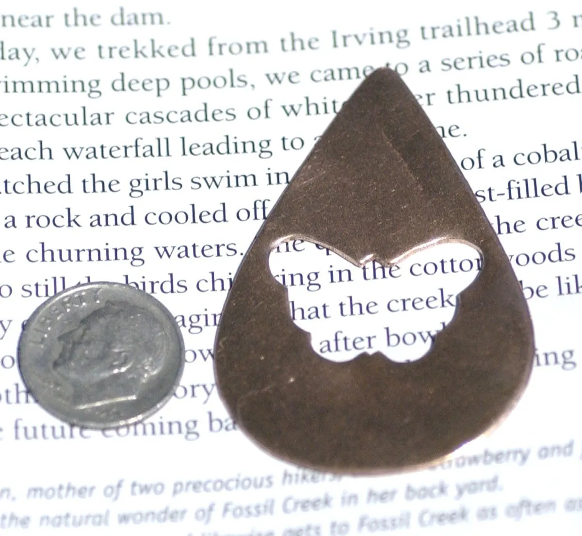 Large Pointed Teardrop with Butterfly 51mm x 34mm 22g Blank Shape for Enameling Stamping Texturing Soldering Variety of Metals
