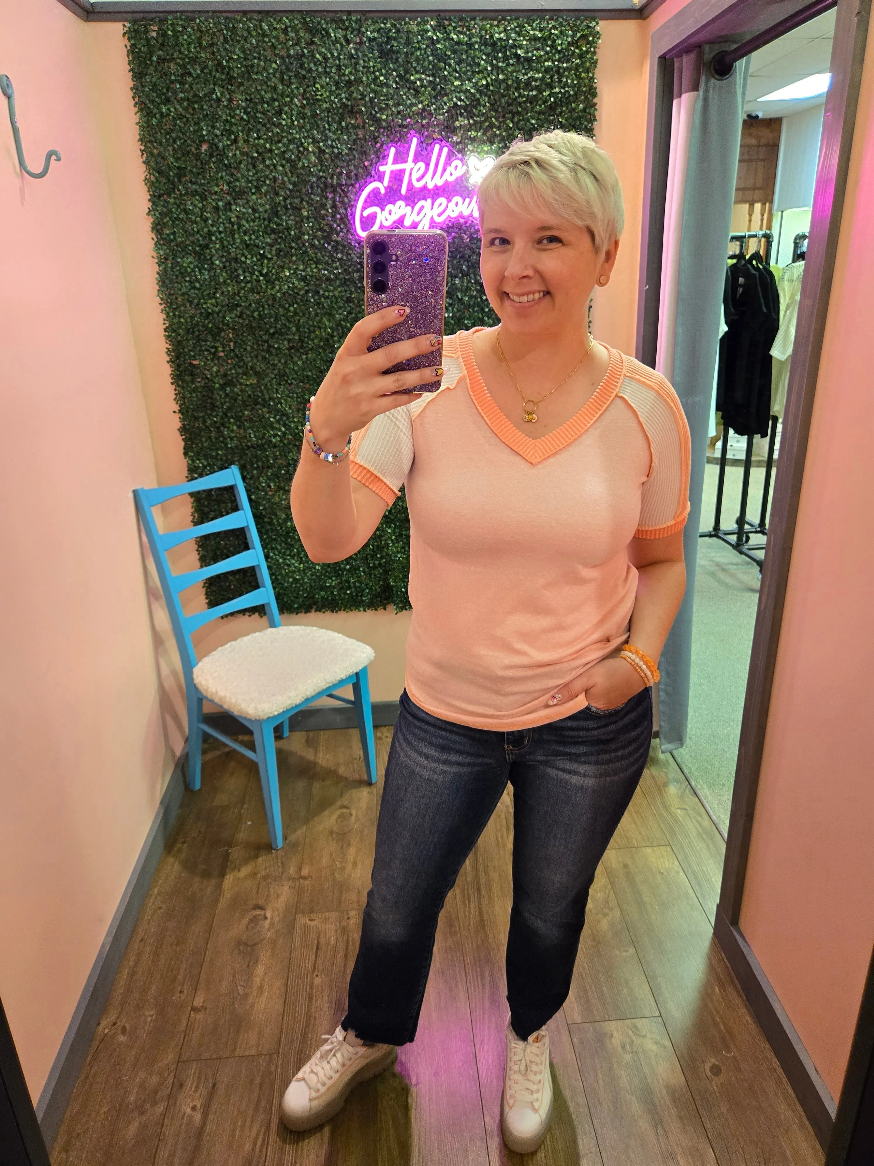 Let’s Get Sporty Raglan in Coral