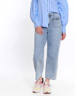 Light Denim Wide Leg Crop