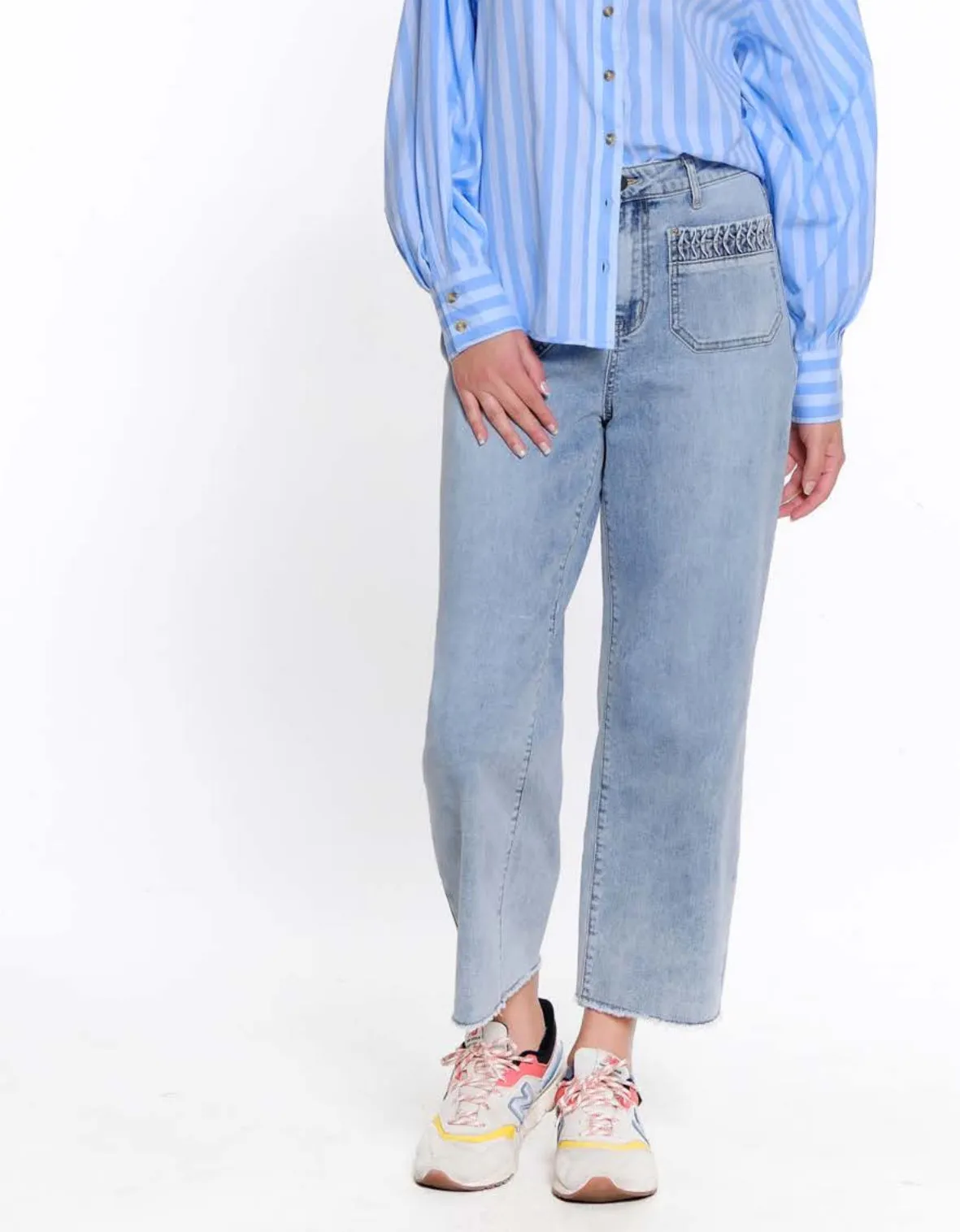 Light Denim Wide Leg Crop
