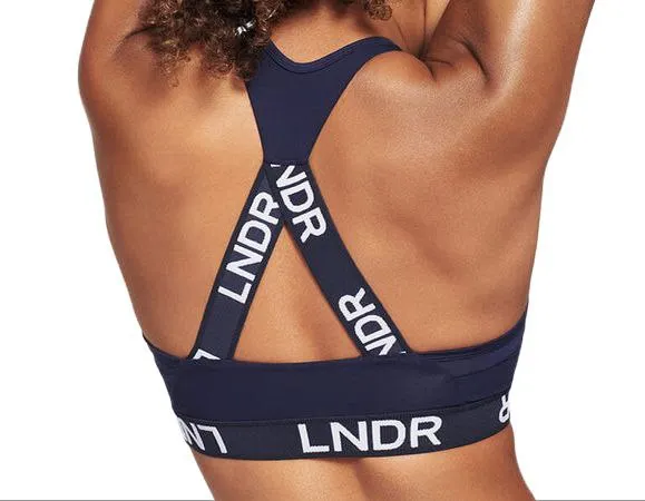 LNDR Women's Navy Medium Support Hype Sports Bra #AV708 Large NWT