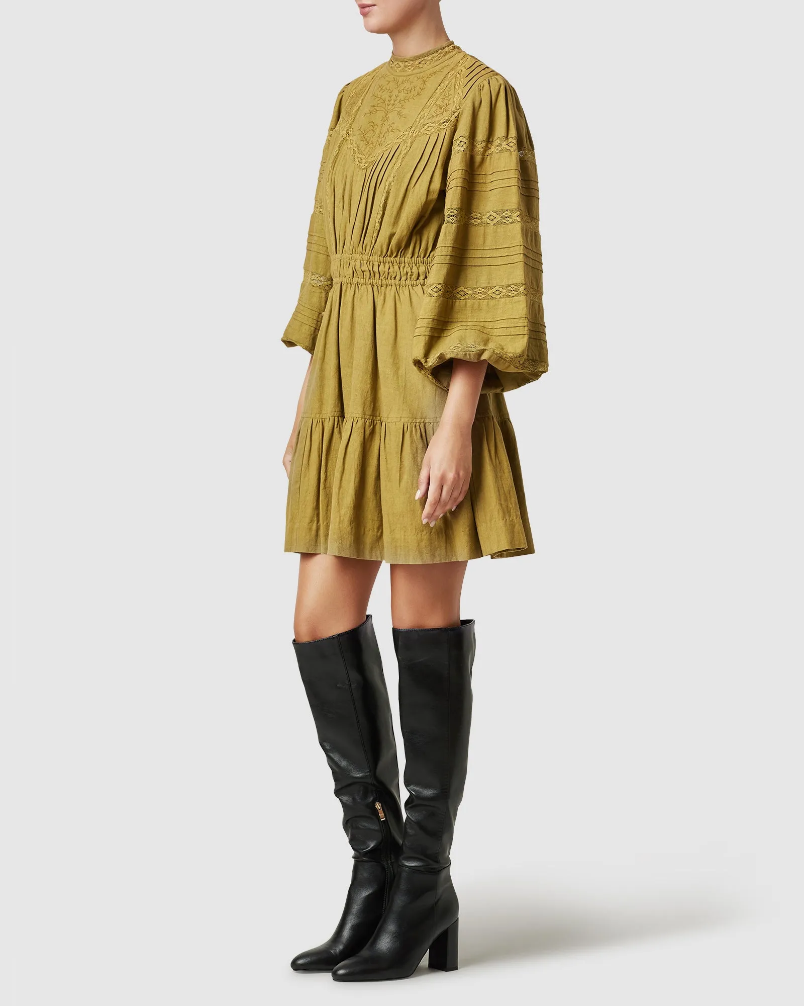 Loom Mini Dress- Olive ~ MOS the label