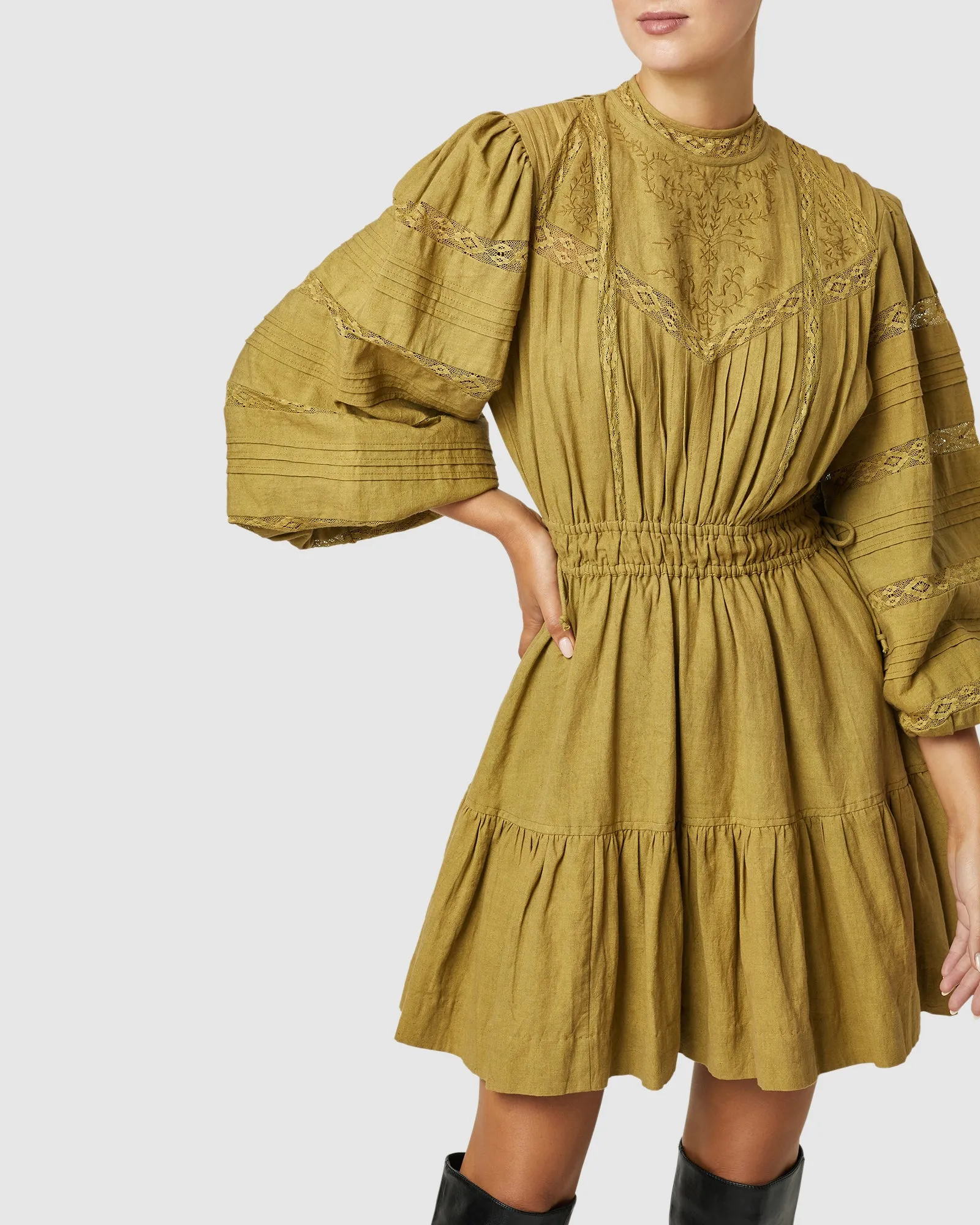 Loom Mini Dress- Olive ~ MOS the label