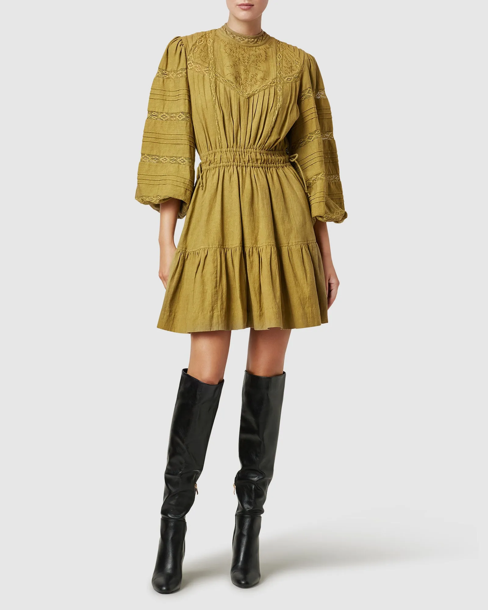 Loom Mini Dress- Olive ~ MOS the label