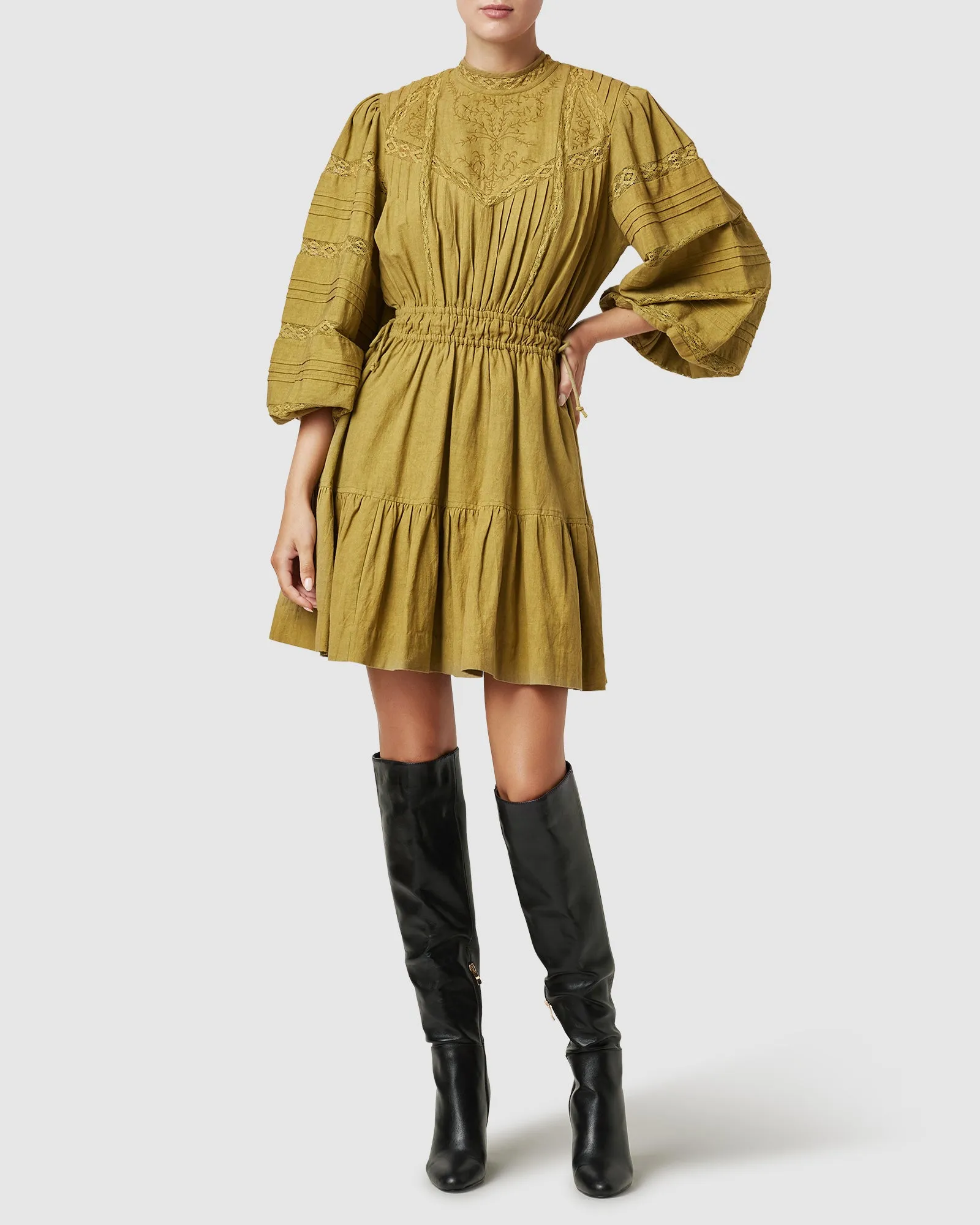 Loom Mini Dress- Olive ~ MOS the label