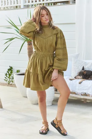 Loom Mini Dress- Olive ~ MOS the label