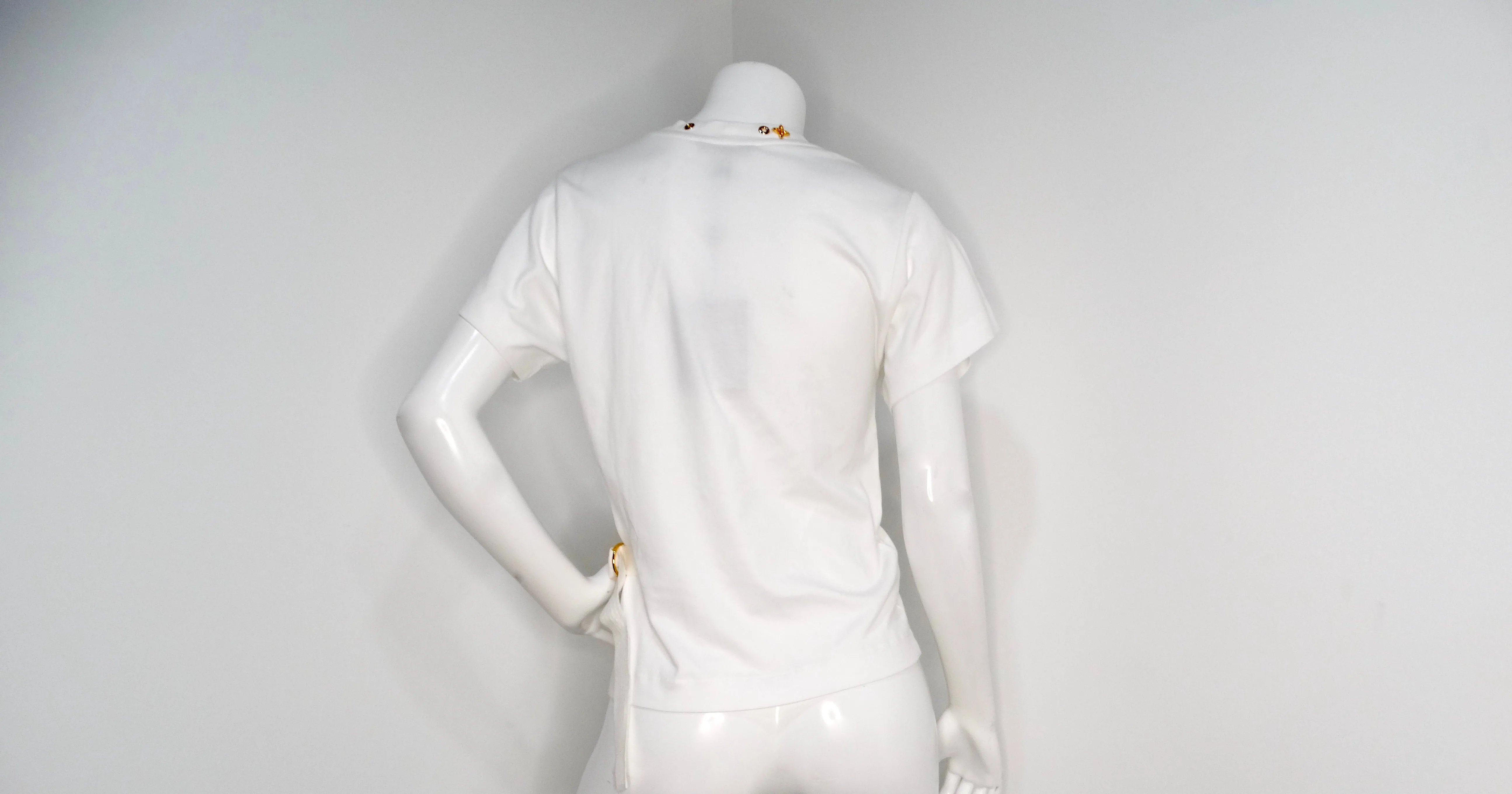 Louis Vuitton White Cotton T-shirt With Gold-Tone Monogram Charms & Strap