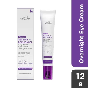 Luxe Organix Advanced Retinol   Bakuchiol Deep Wrinkle Eye Contour Overnight Cream 12g