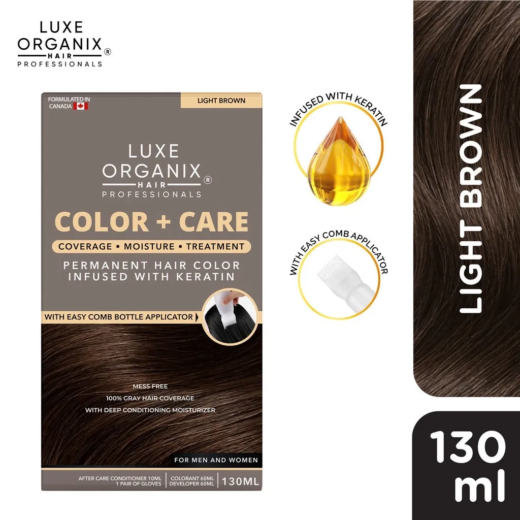 LUXE ORGANIX Keratin Hair Color   Care 140ml (Light Brown) Exp 06/2024