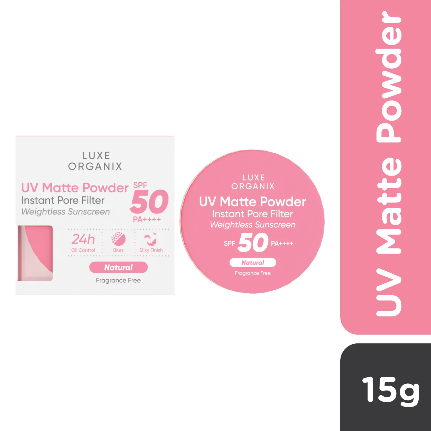 Luxe Organix UV Matte Powder Instant Pore Filter Weightless Sunscreen SPF 50 PA     Natural 15g