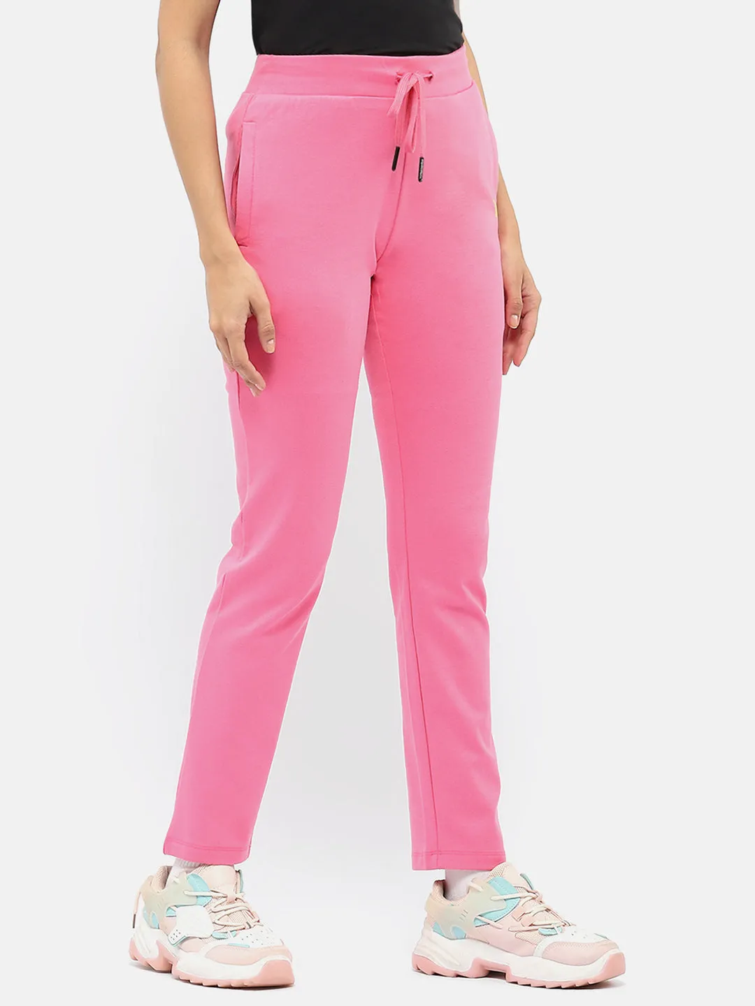 Madame Solid Hot Pink Track Pants