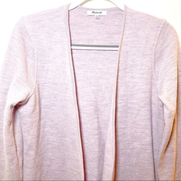 MADEWELL Lombard 100% Merino Wool Cardigan Sweater Coat Blush Pink, Size XS
