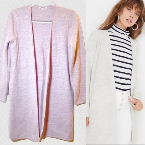MADEWELL Lombard 100% Merino Wool Cardigan Sweater Coat Blush Pink, Size XS