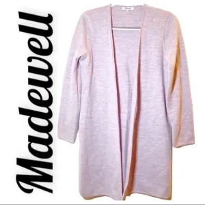 MADEWELL Lombard 100% Merino Wool Cardigan Sweater Coat Blush Pink, Size XS