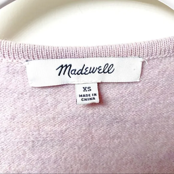 MADEWELL Lombard 100% Merino Wool Cardigan Sweater Coat Blush Pink, Size XS