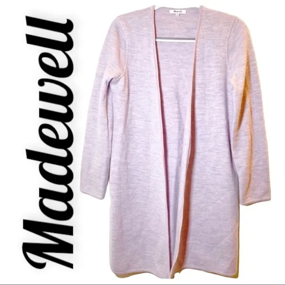 MADEWELL Lombard 100% Merino Wool Cardigan Sweater Coat Blush Pink, Size XS
