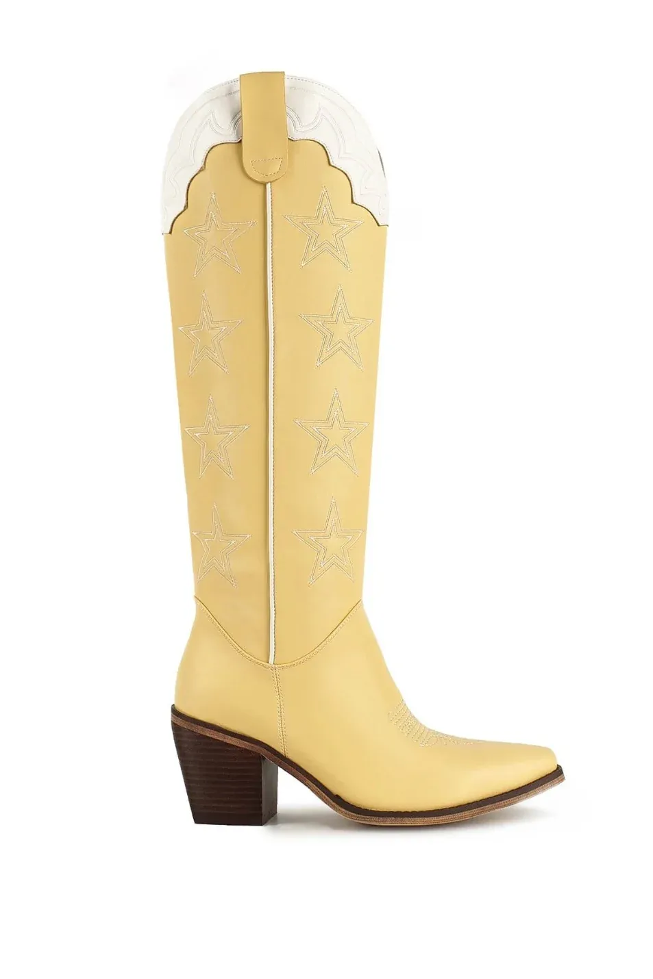 MARFA The Carrie Light Yellow Star Western Cowgirl Boots