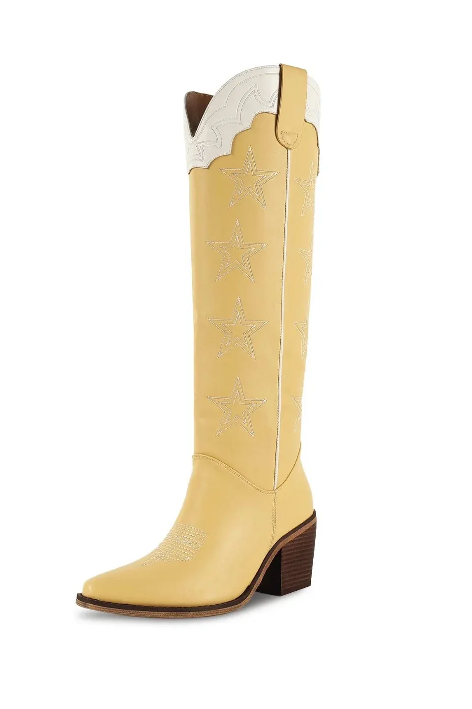 MARFA The Carrie Light Yellow Star Western Cowgirl Boots