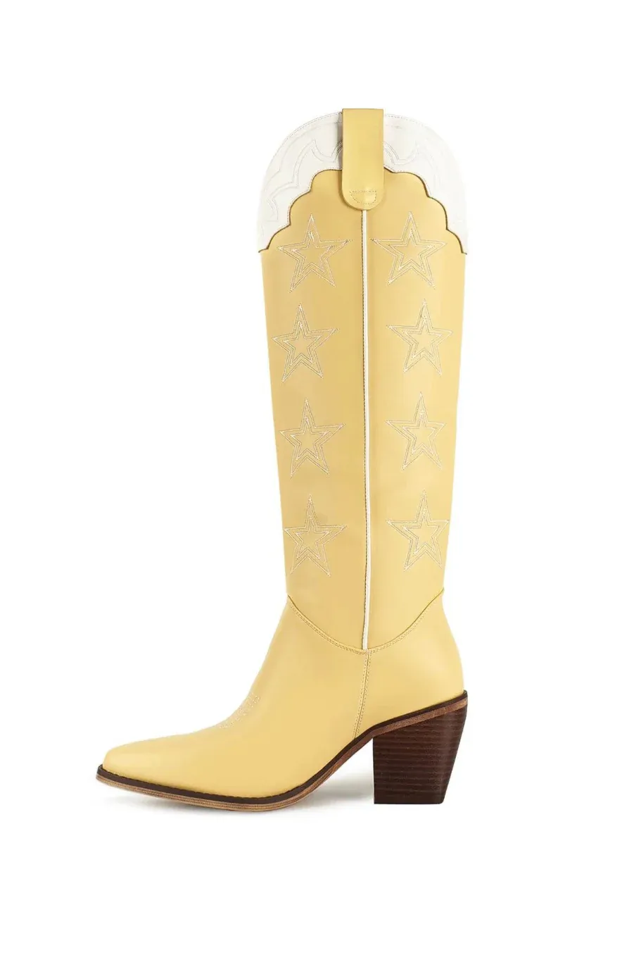 MARFA The Carrie Light Yellow Star Western Cowgirl Boots