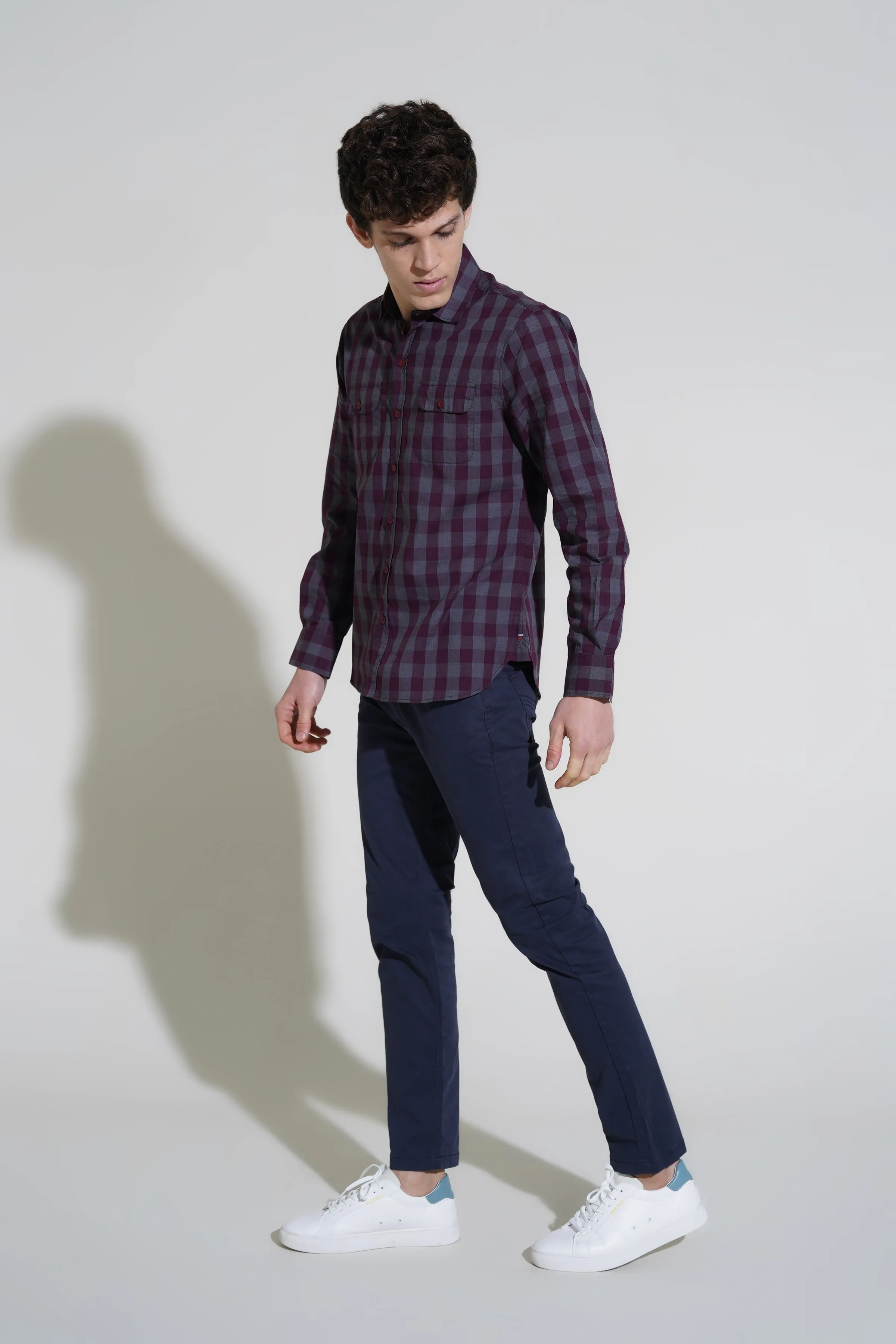 Maroon Small Check Shirt